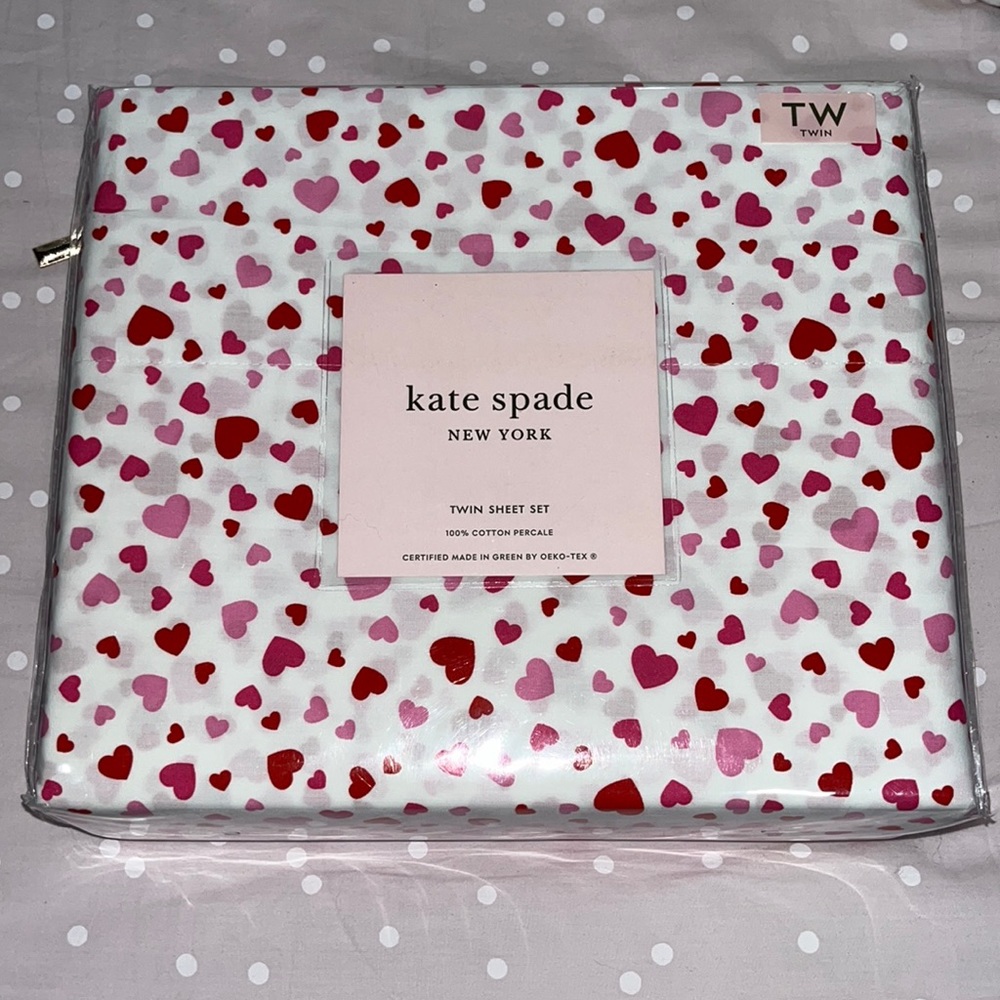 Kate Spade Heart Twin Sheet Set - Picture 1 of 4